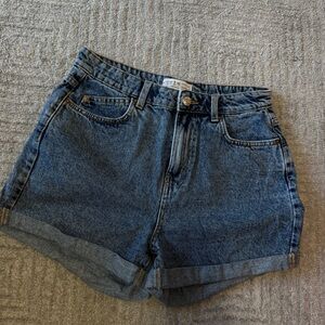 Primark Dark Blue High-Waist Cuffed Denim Shorts